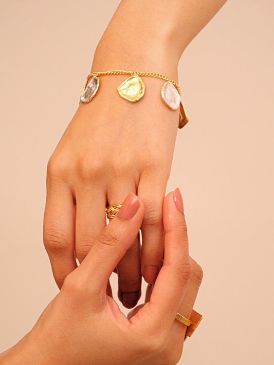 Viana Jewels Ratnaya Dual Tone Brass Bracelet for Women 18K Gold Plated