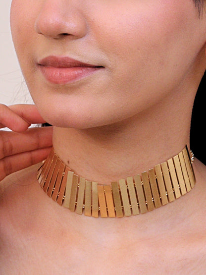 Viana Jewels Aabhra Golden Brass Choker for Women 18K Gold Plated Handmade