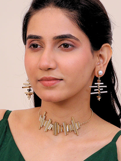 Viana Jewels Aarna Dual Tone Brass Choker for Women 18K Gold Plated Handmade