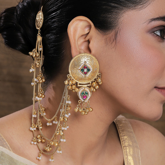 Aisha Kashmir Kaan Chain Jhumka