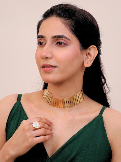 Viana Jewels Aabhra Golden Brass Choker for Women 18K Gold Plated Handmade