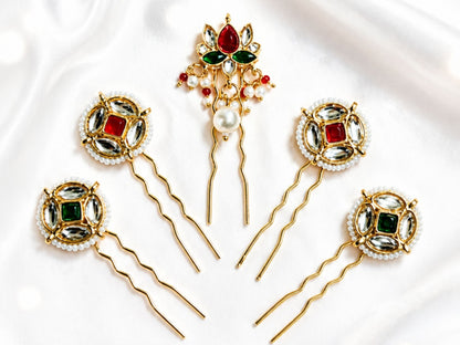 VIANA JEWELS Kesh Qala Chandbali Bridal Hair Pin For Women