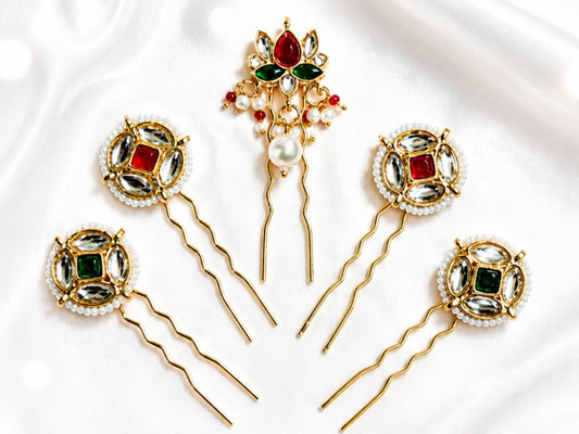 VIANA JEWELS Kesh Qala Chandbali Bridal Hair Pin For Women