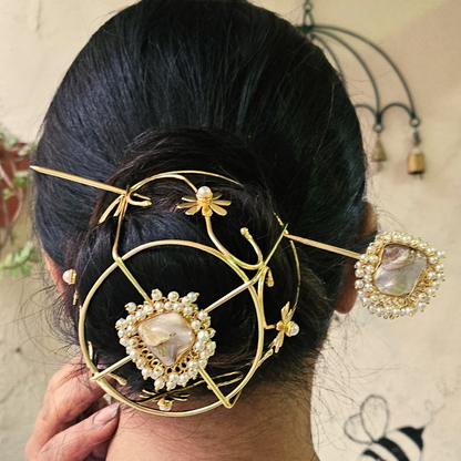 Baroque Pearl Hair Bun Cage Accessory