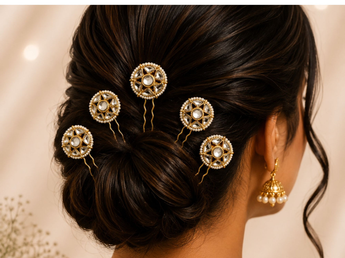 VIANA JEWELS Kesh Qala Jadau Bridal Hair Pin For Women