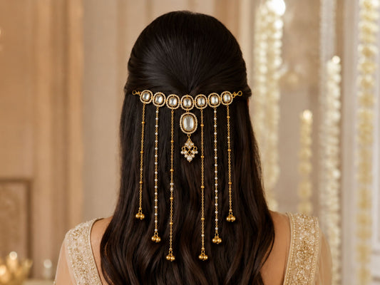 VIANA JEWELS Saundarya Rajwadi Kundan Hair Chain For Women