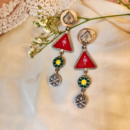 Leela Silver Meenakari Earrings
