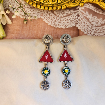 Leela Silver Meenakari Earrings