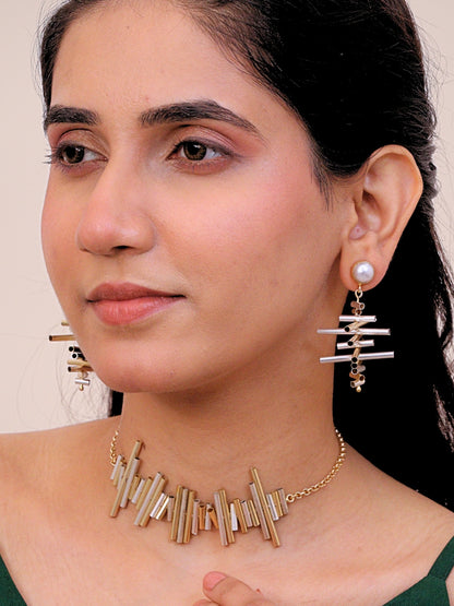Viana Jewels Aarna Dual Tone Brass Choker for Women 18K Gold Plated Handmade