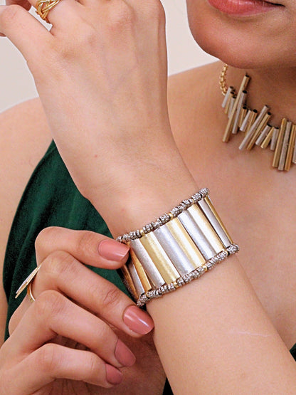 Viana Jewels Aadya Dual Tone Brass Bracelet for Women 18K Gold Plated Handmade