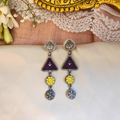 Leela Silver Meenakari Earrings
