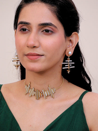 Viana Jewels Aarna Dual Tone Brass Choker for Women 18K Gold Plated Handmade