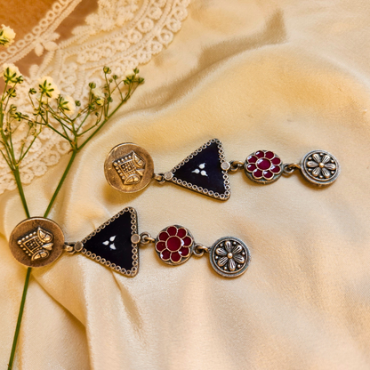 Leela Silver Meenakari Earrings