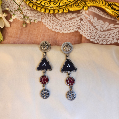 Leela Silver Meenakari Earrings