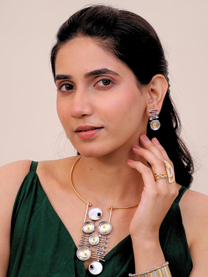 Viana Jewels Tanseem Indo Western Dual Tone Hasli Brass 18K Gold Plated