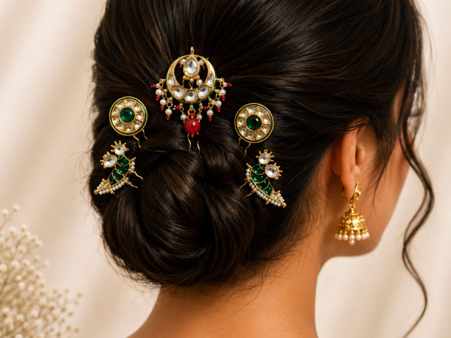 VIANA JEWELS Kesh Qala Maharani Bridal Hair Pin For Women