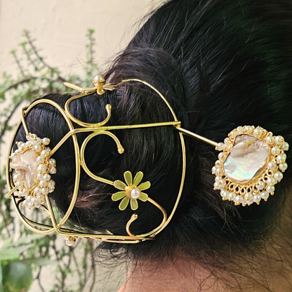 Baroque Pearl Hair Bun Cage Accessory