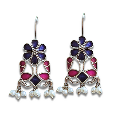 Meenakari Morni Hook Earring