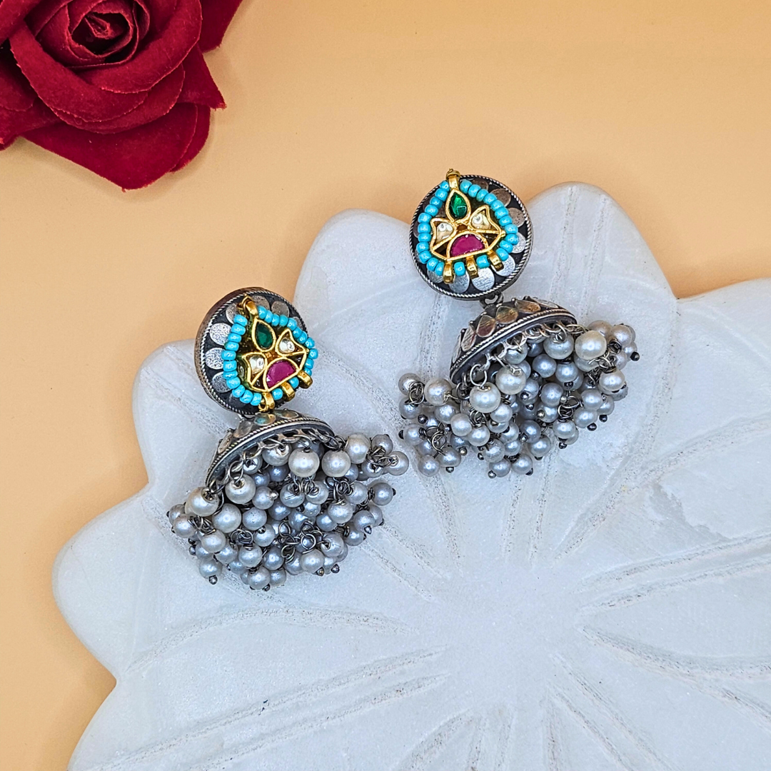 Garba Glowstone  Jhumki Earrings