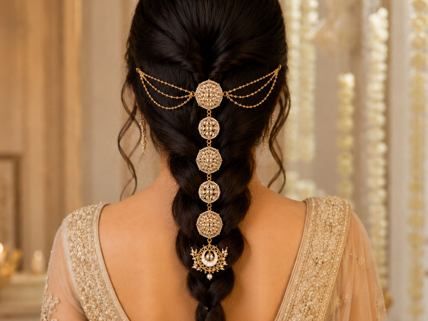 VIANA JEWELS Saundarya Meena Kesh Lata Hair Chain For Women