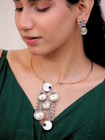 Viana Jewels Tanseem Indo Western Dual Tone Hasli Brass 18K Gold Plated