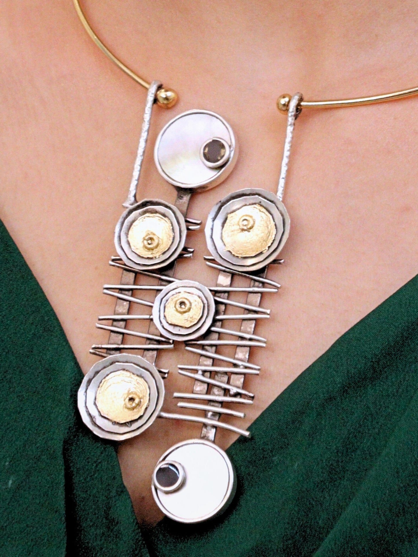 Viana Jewels Tanseem Indo Western Dual Tone Hasli Brass 18K Gold Plated