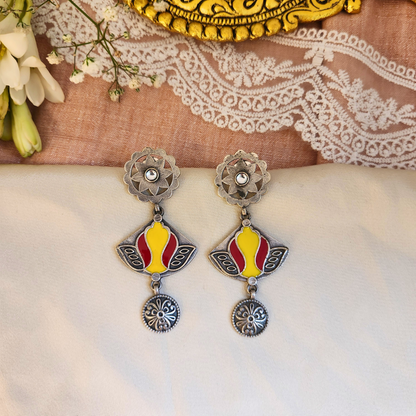 Saanjh Silver Meenakari Earrings