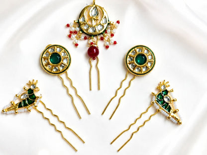 VIANA JEWELS Kesh Qala Maharani Bridal Hair Pin For Women