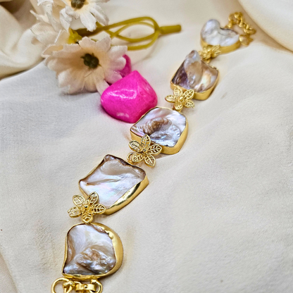 Baroque Pearl Bracelet with Floral Motifs