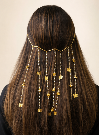 VIANA JEWELS Butterfly Pearl Brass Hair Tiara For Women