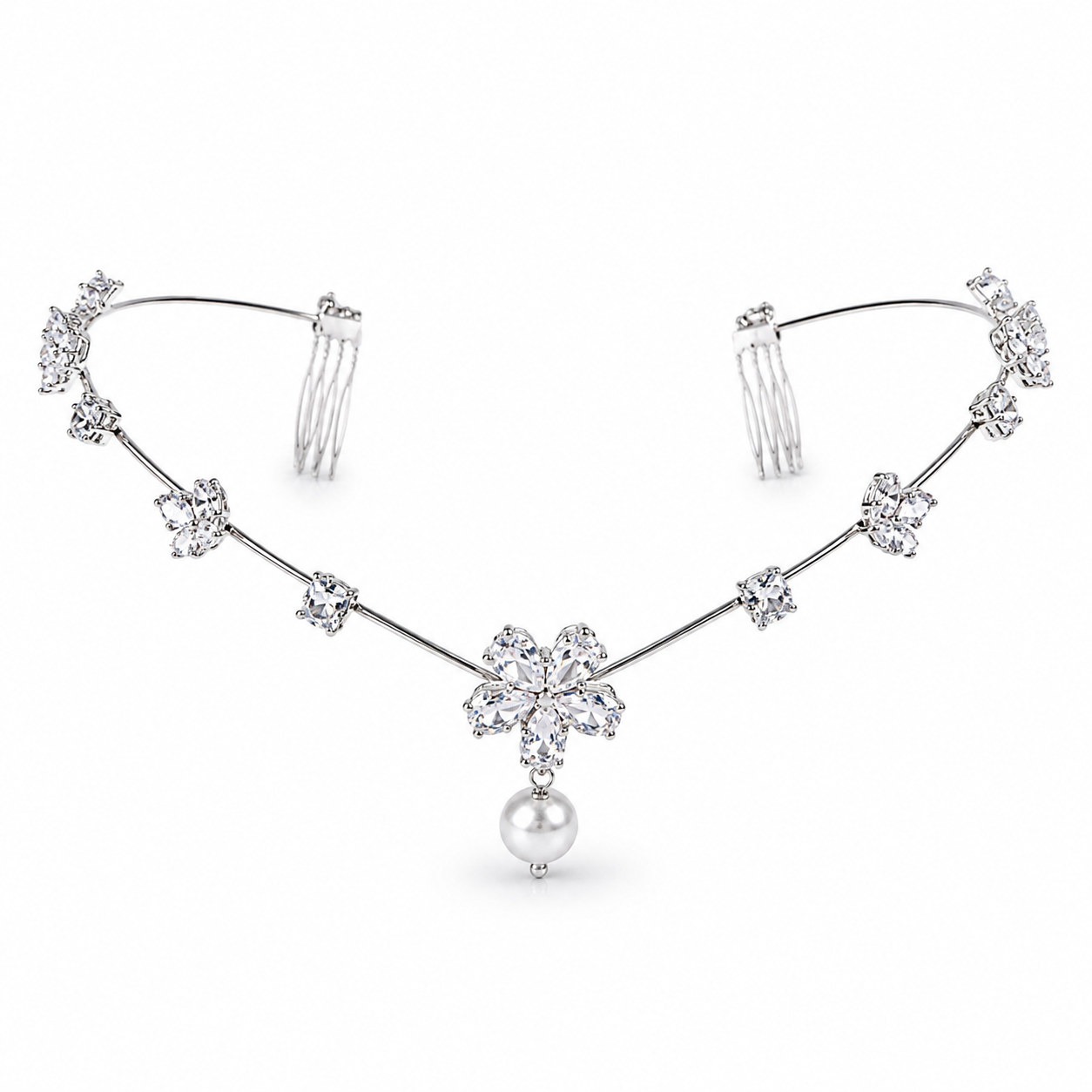 VIANA JEWELS Vogue Tiara Editorial Back Hair Crown For Women