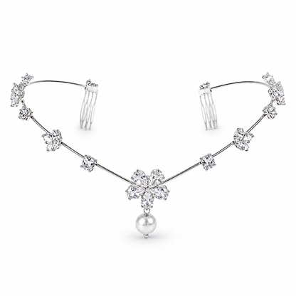 VIANA JEWELS Vogue Tiara Editorial Back Hair Crown For Women