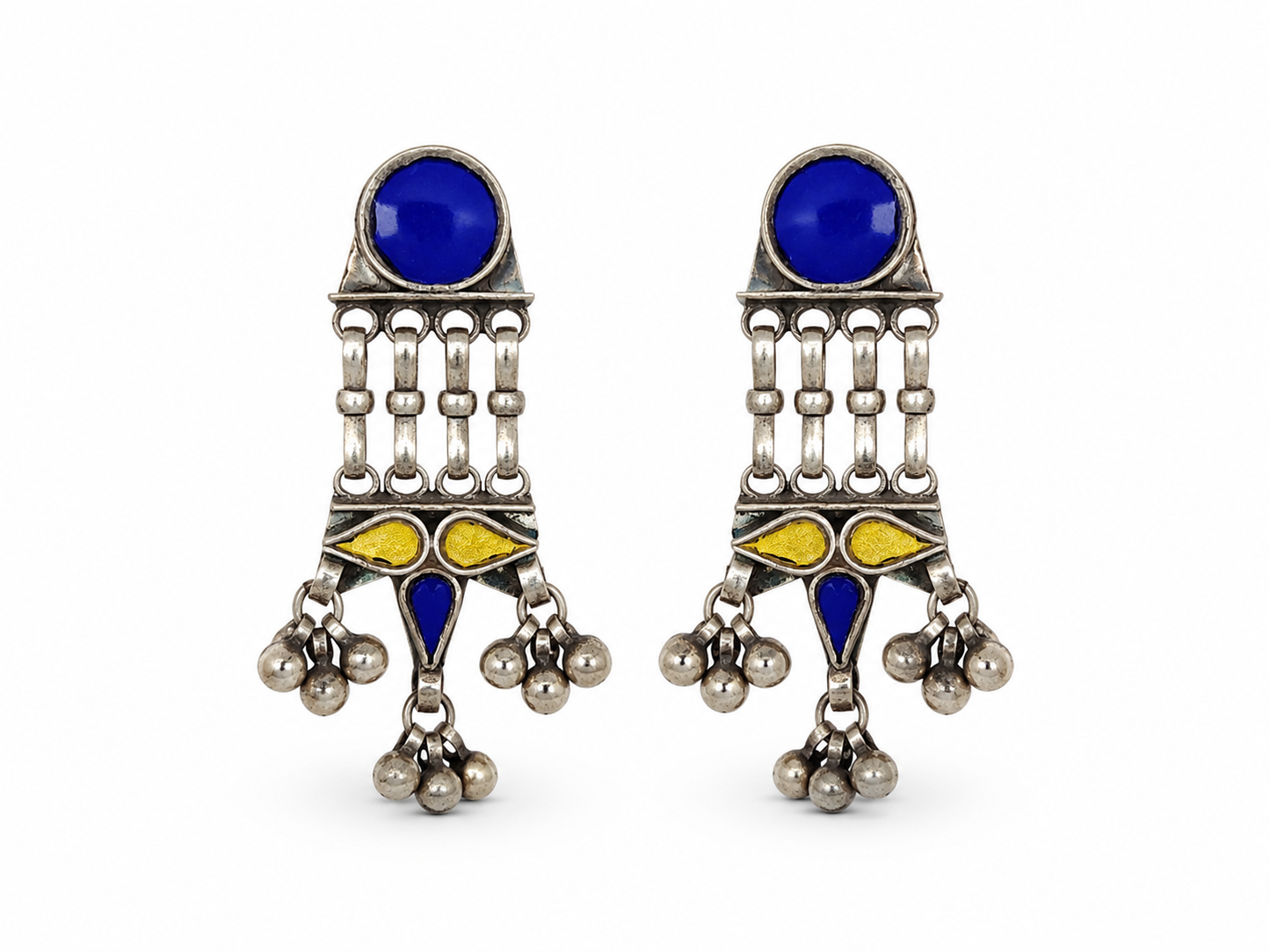 VIANA JEWELS Zeba Oxidized Silver Tassel Earrings