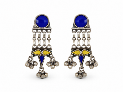 VIANA JEWELS Zeba Oxidized Silver Tassel Earrings