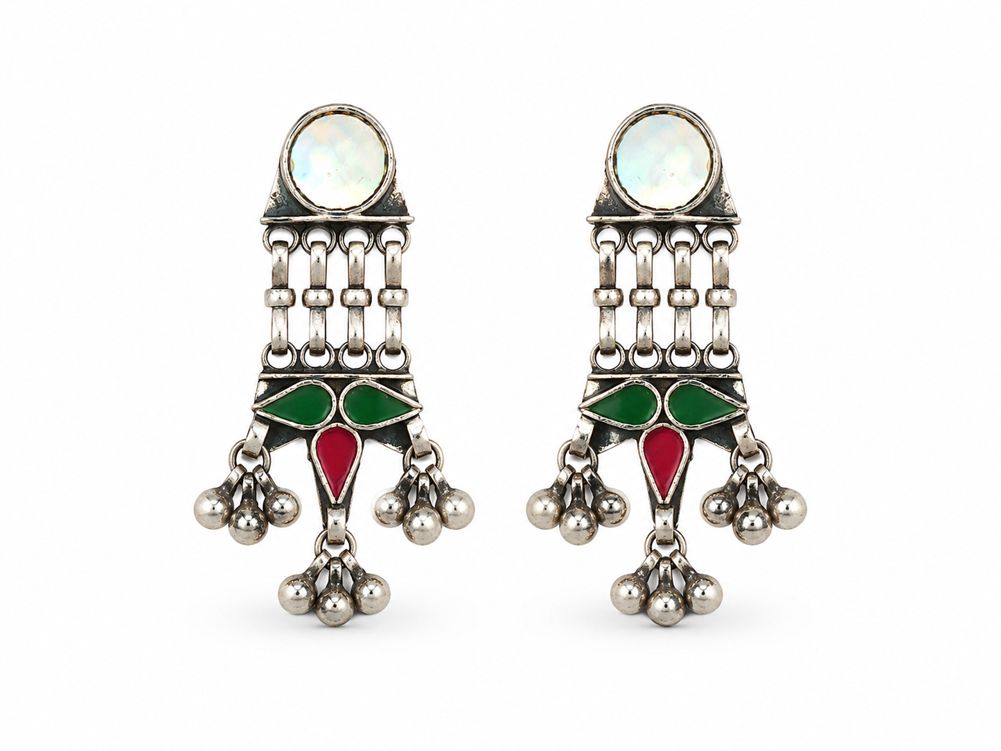 VIANA JEWELS Malalai Mirror Drop Tassel Earrings