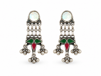 VIANA JEWELS Malalai Mirror Drop Tassel Earrings
