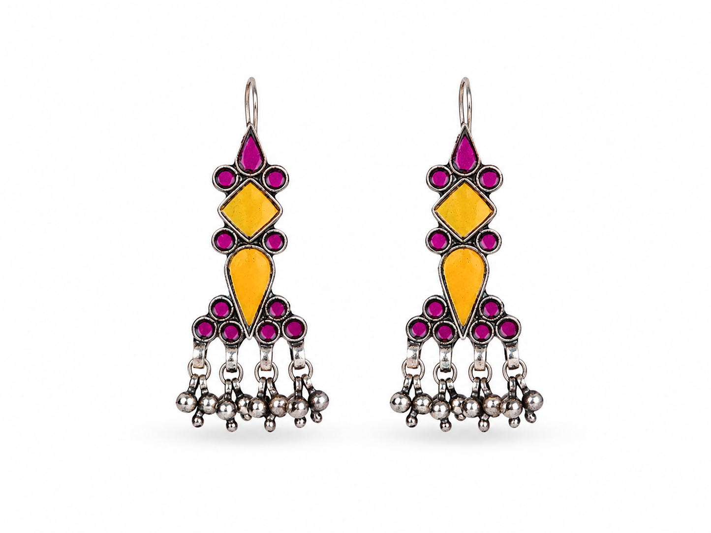 VIANA JEWELS Nilofar Mirror Bar-Drop Tassel Earrings