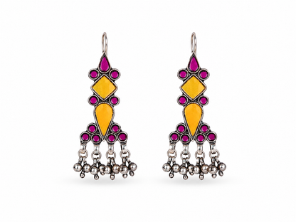 VIANA JEWELS Nilofar Mirror Bar-Drop Tassel Earrings