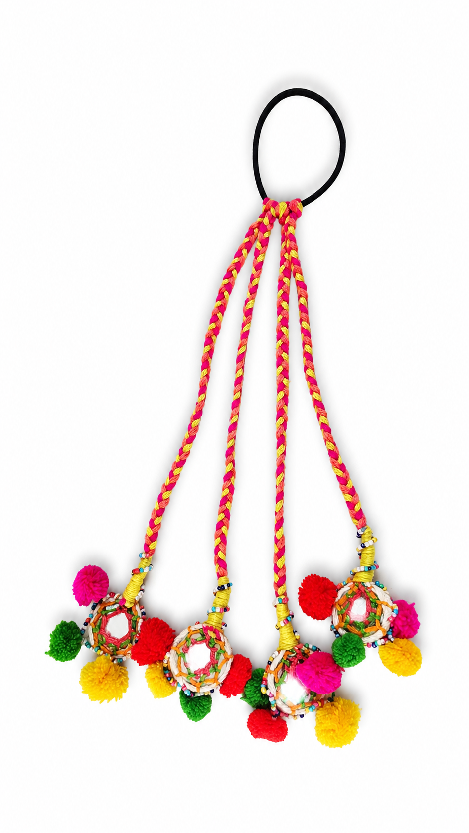VIANA JEWELS Rajwadi Mirror Charm Boho Rubber Band For Women