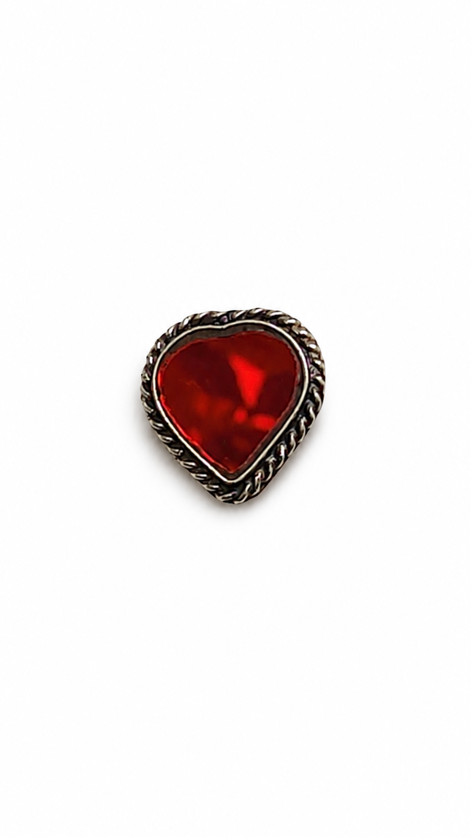 VIANA JEWELS Oxidized Silver Red Heart Ring
