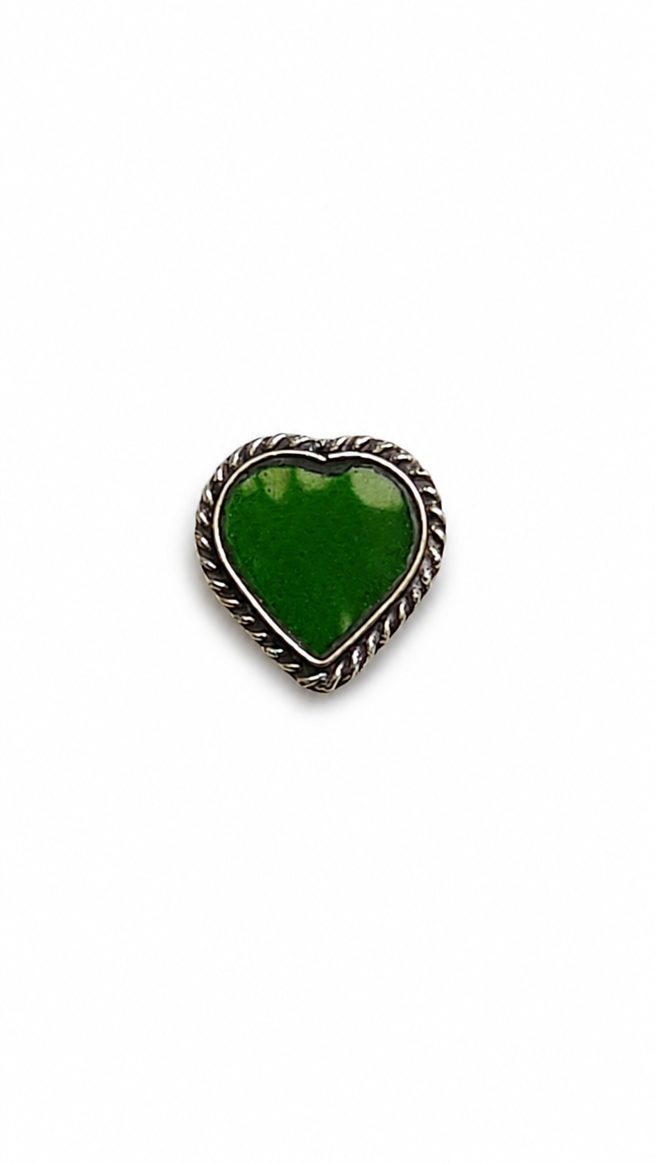 VIANA JEWELS Oxidized Silver Green Heart Ring For Women