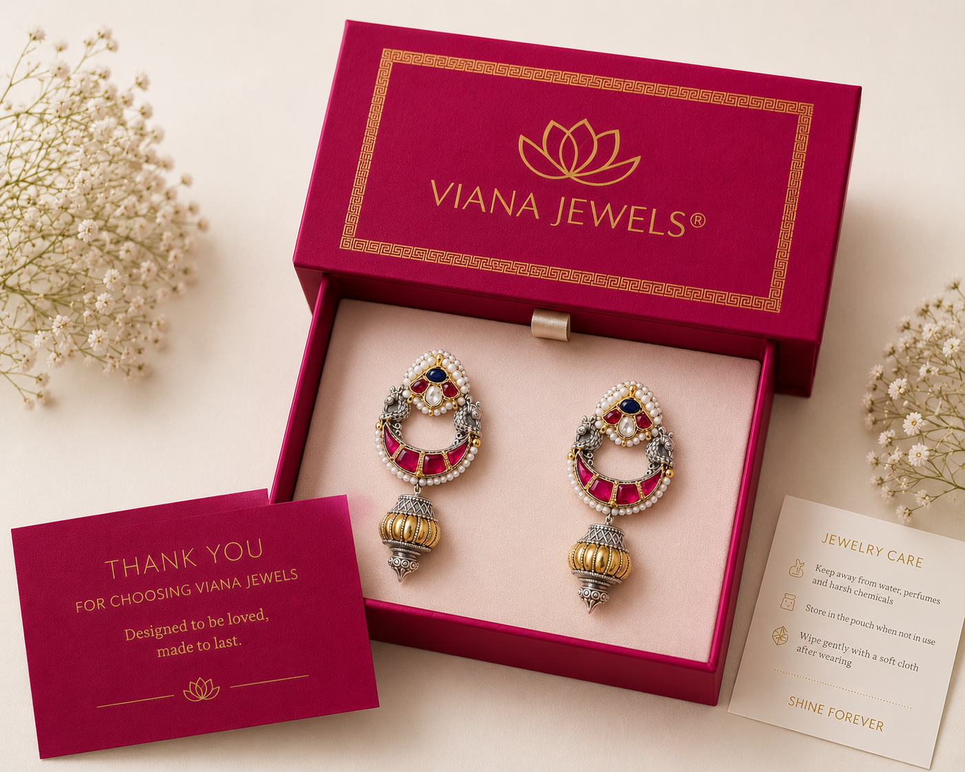 Viana Jewels Aarna Heritage Pachi Kundan Earrings