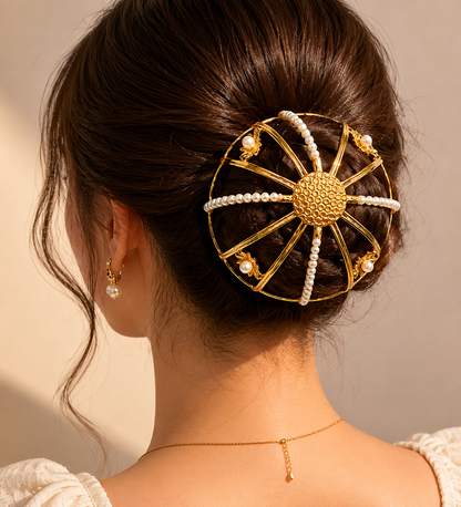 Viana Jewels Surya Golden Hair Bun Cage