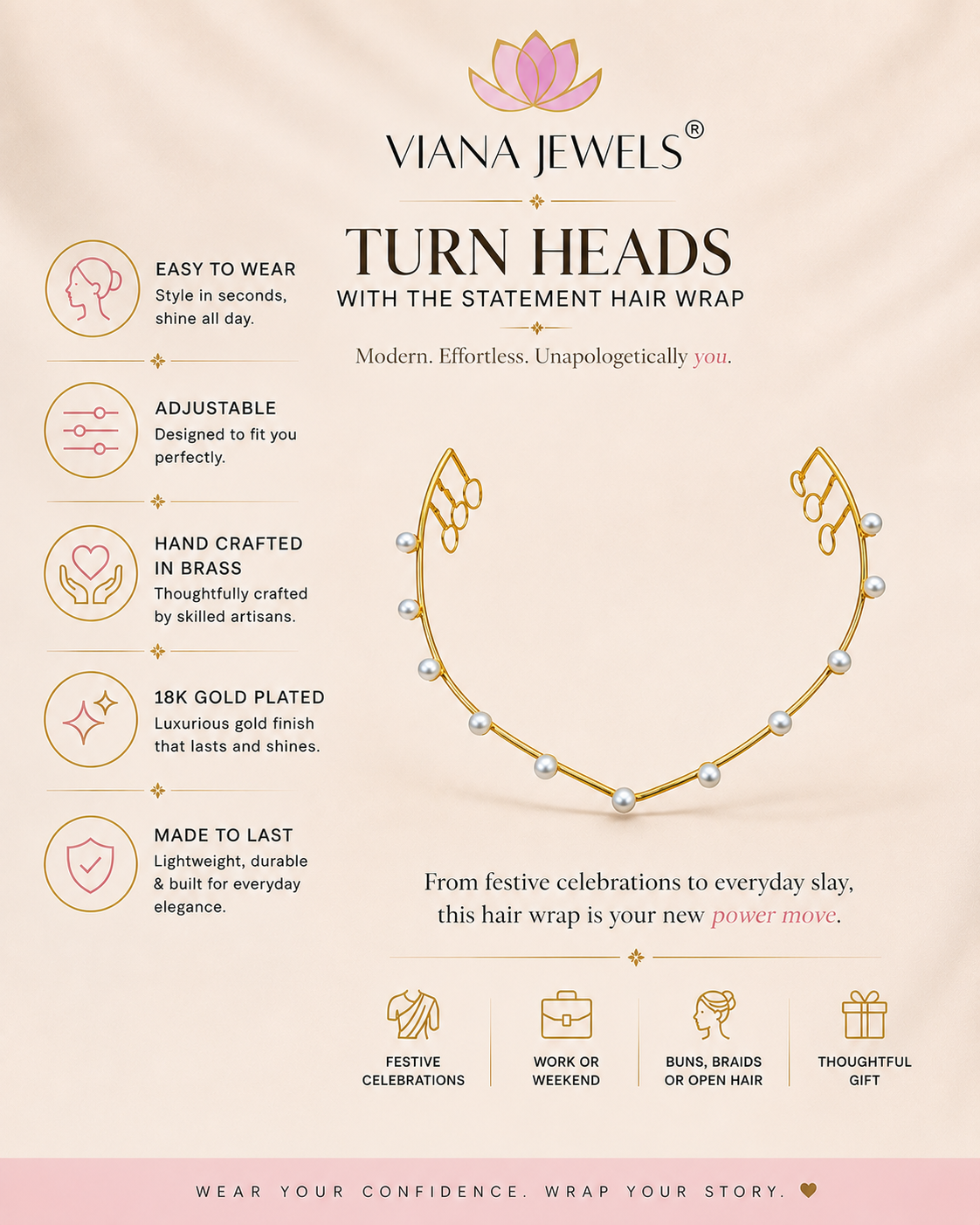 Viana Jewels Pearl Tiara