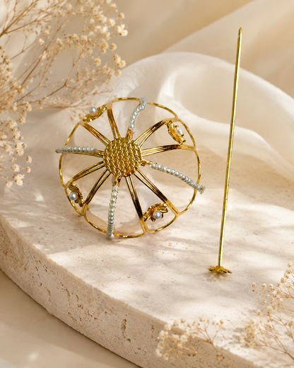 Viana Jewels Surya Golden Hair Bun Cage