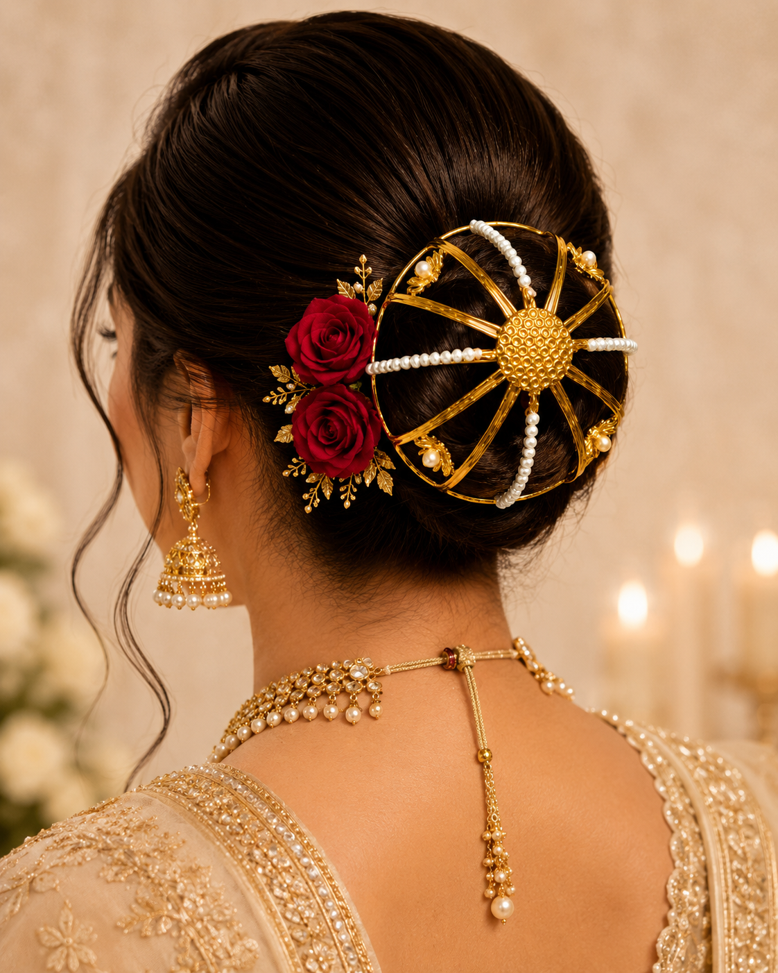 Viana Jewels Surya Golden Hair Bun Cage