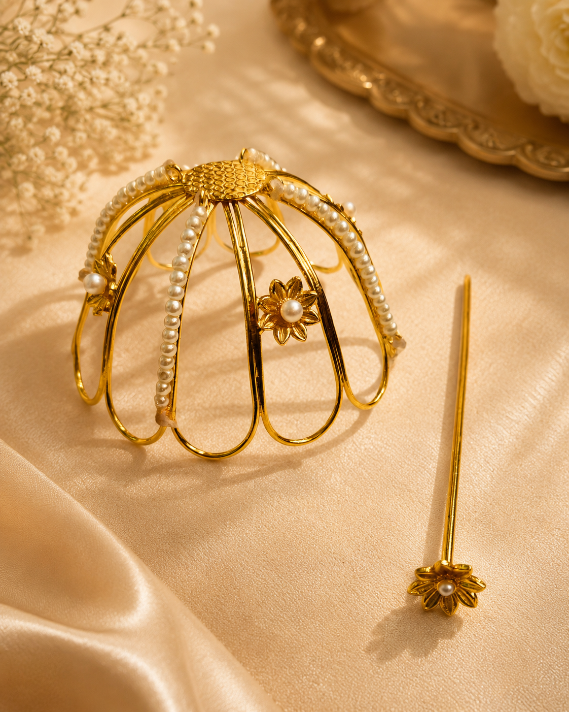 Viana Jewels Surya Golden Hair Bun Cage