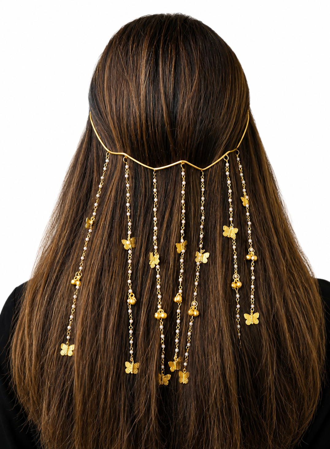VIANA JEWELS Butterfly Pearl Brass Hair Tiara For Women