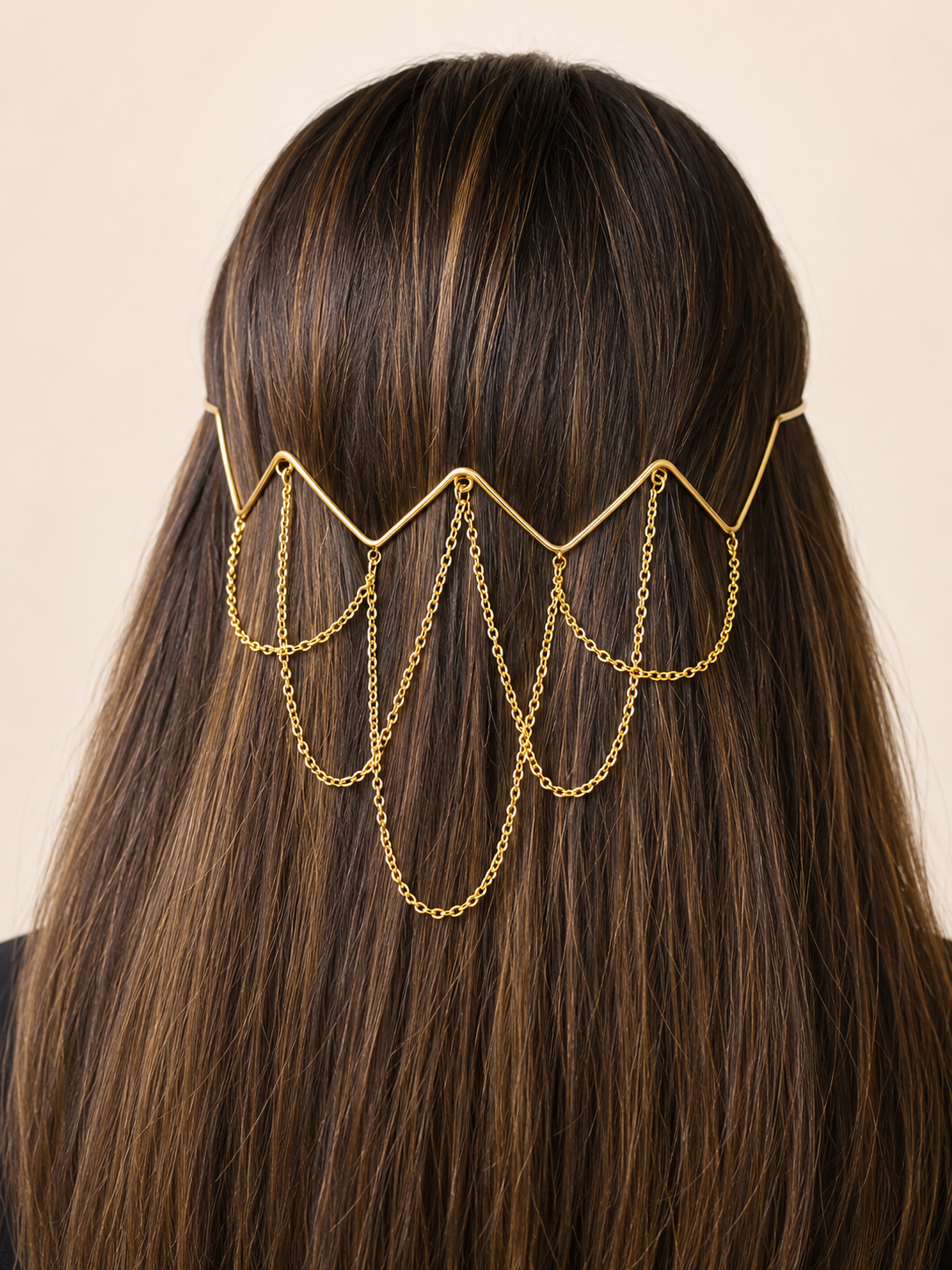VIANA JEWELS Afghani Geometric Brass Hair Tiara For Women