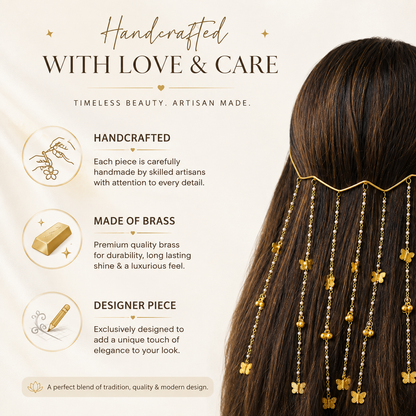 VIANA JEWELS Butterfly Pearl Brass Hair Tiara For Women